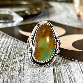 Size 7.5 Kingman Turquoise Statement Ring Set in Thick Sterling Silver / Curated by FOXLARK Collection