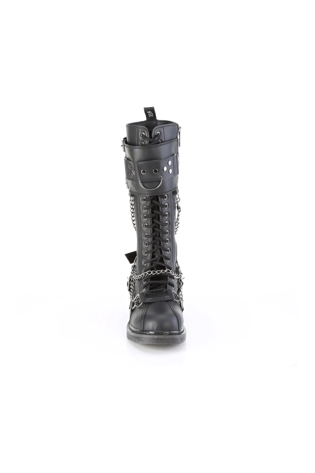 SS-BOLT-415 Black Vegan Leather Combat Boot