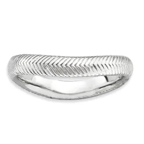 Stackable Expressions Polished Rhodium-plate Wave Ring in Sterling Silver