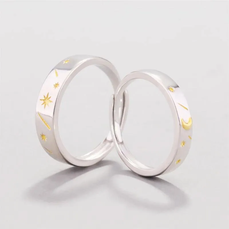 Sun Moon And Stars Couple Rings