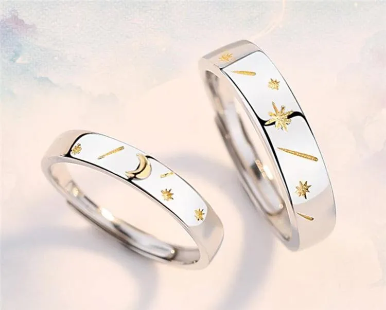 Sun Moon And Stars Couple Rings