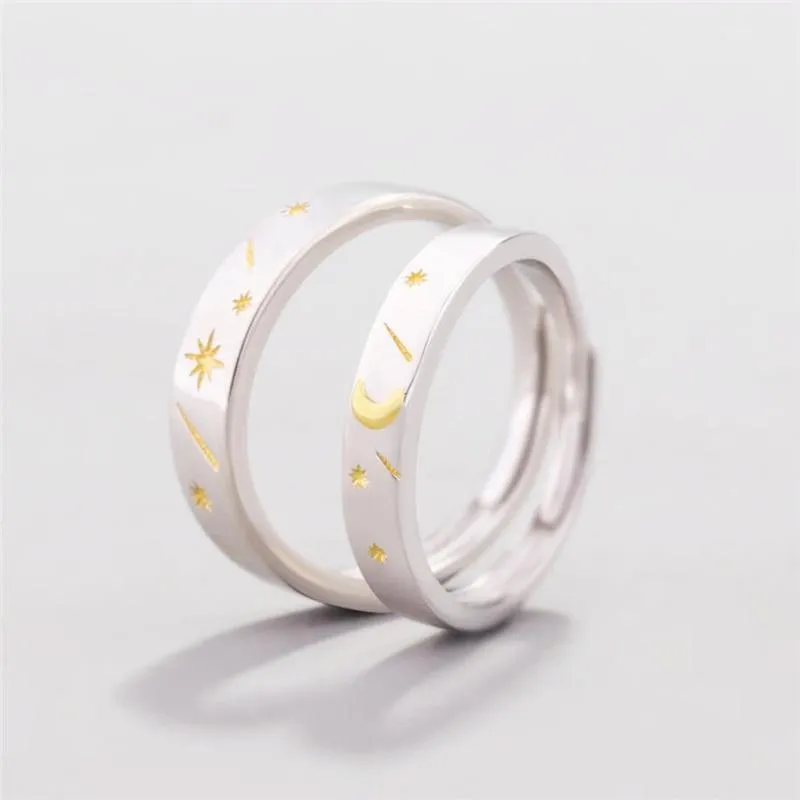 Sun Moon And Stars Couple Rings