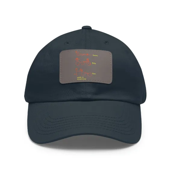 Swim, Bike Run with a Purpose- Unisex Hat with Leather Patch, SuperMi