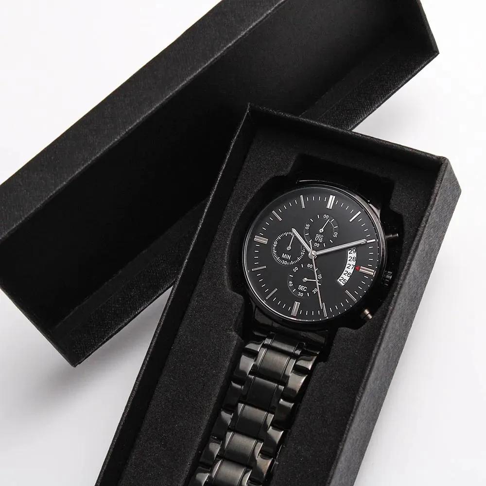 To Son Gift From Mom, Believe In Yourself Inspirational Engraved Black Chronograph Watch