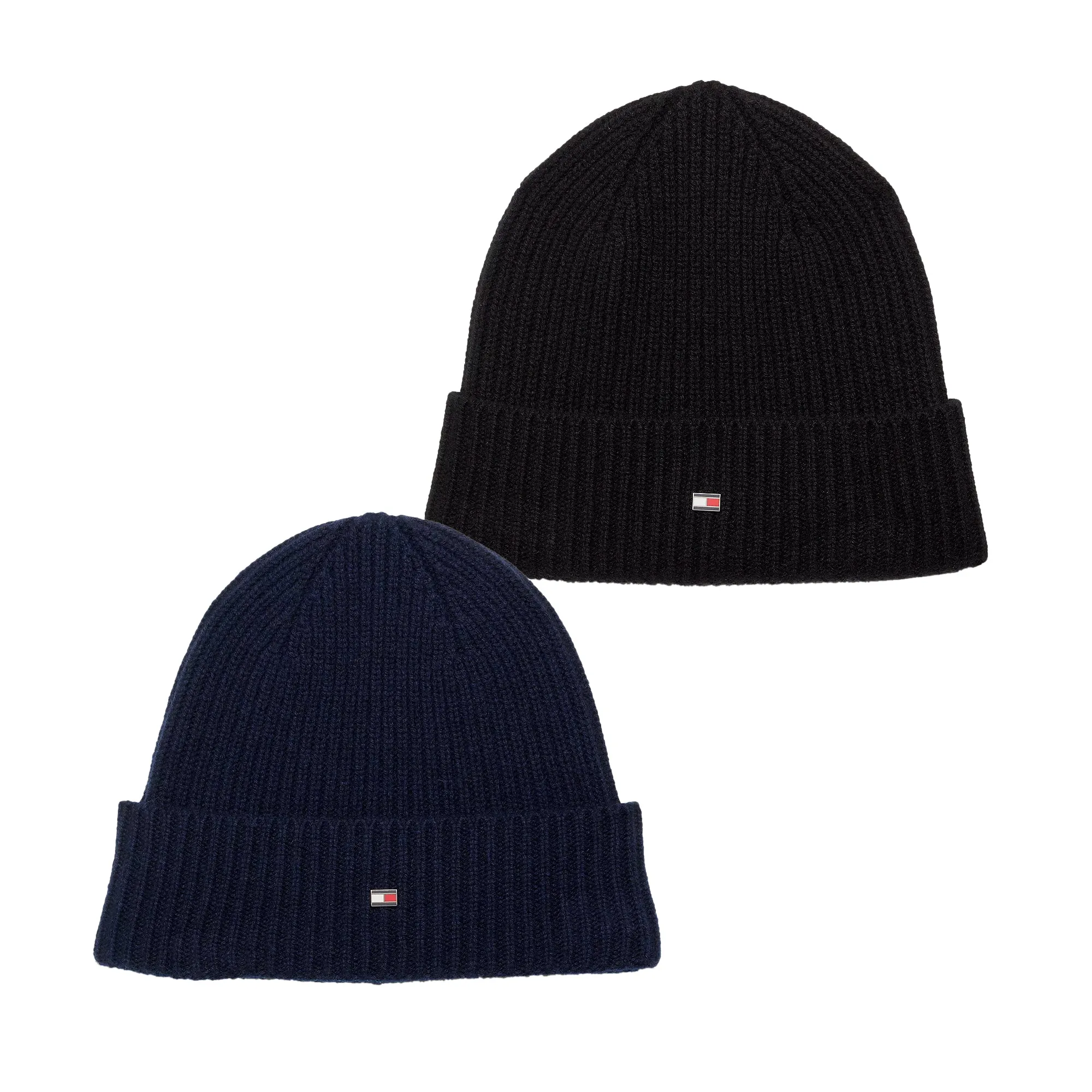 Tommy Hilfiger Mens Knit Cashmere Plaque Beanie Hat