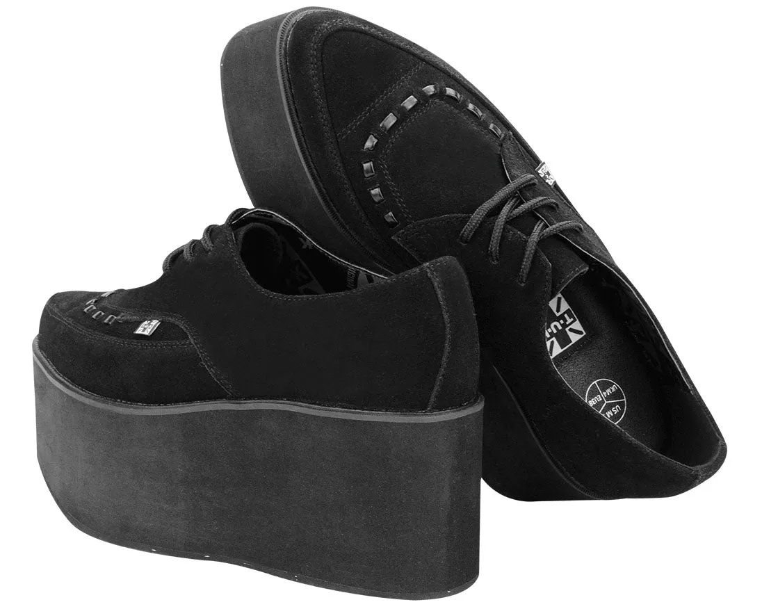 T.U.K. Black Suede Eva 3x Stack Pointed Creeper