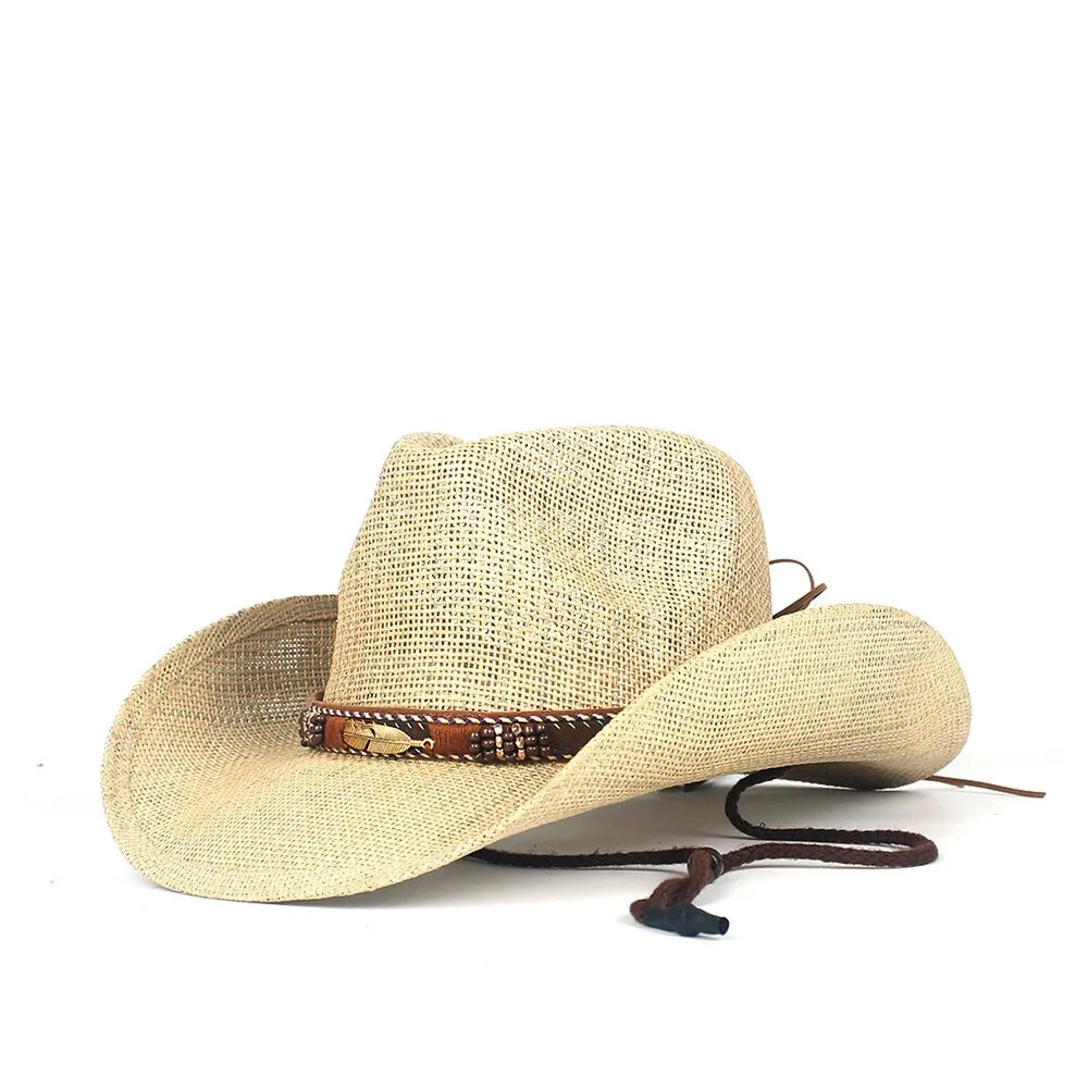 Western Cowboy Hat100% Straw Men Women Cowgirl Summer Hats For Lady Sun Hat Sombrero Hombre Beach Cowgirl Jazz