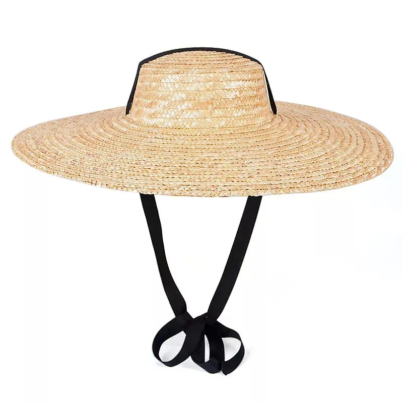 Wheat Straw Hat with Ribbon Tie