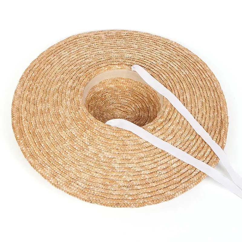 Wheat Straw Hat with Ribbon Tie